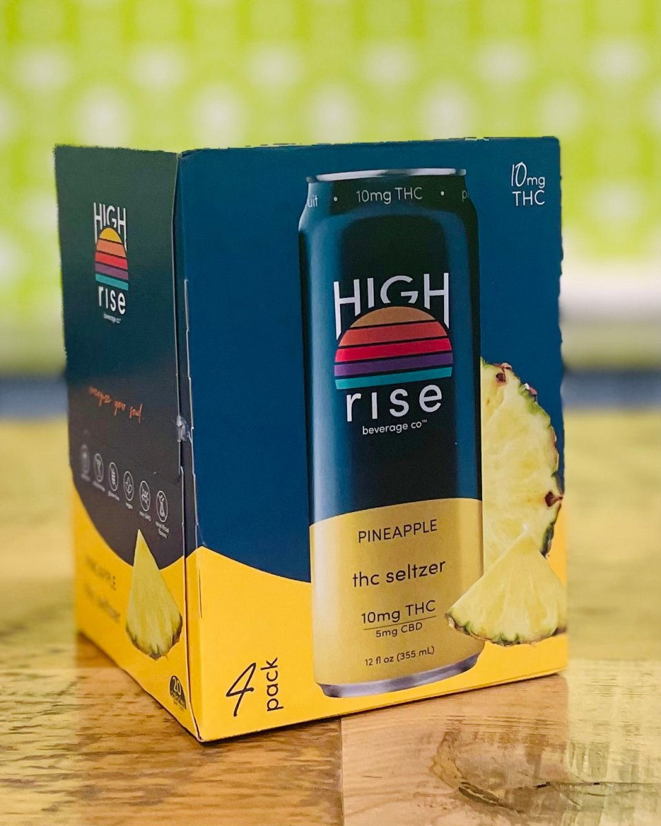 High Rise Pineapple 10MG THC Seltzer - 4 Pack, 12oz Cans - neighbors_wine_shop