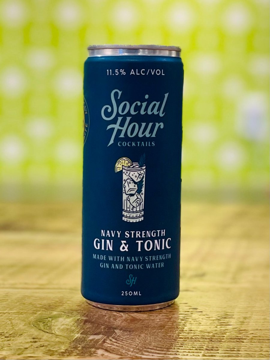 Social Hour Cocktails - Navy Strength Gin & Tonic, Single 250 ML can - #neighbors_wine_shop#
