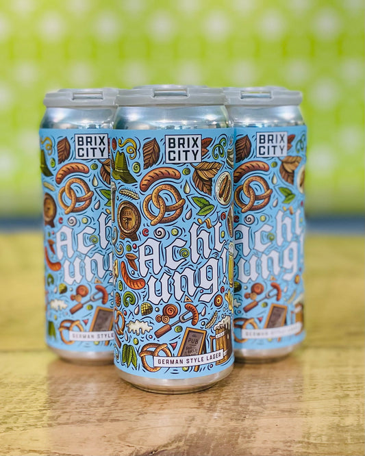 Brix City Brewing, Achtung German-Style Pilsner - 4 Pack, 16 oz Cans